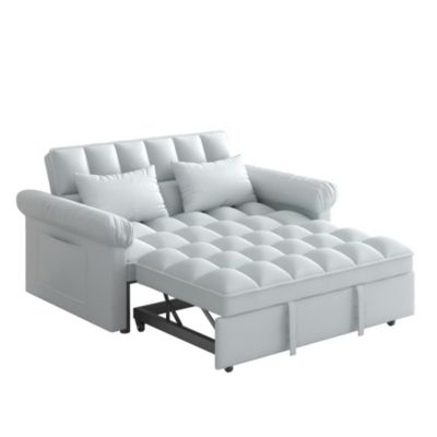 Pull-Out Sleeper Loveseat Sofa, Compact Convertible Couch Bed with Adjustable Backrest & Side Pocket for Small Spaces-Maison Boucle