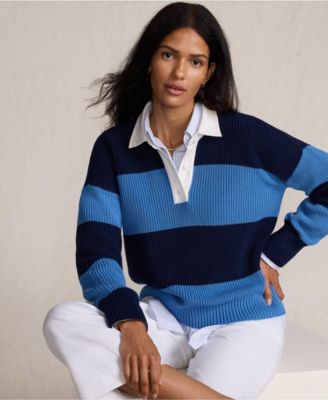 Women's Petite Drifter Rugby with Woven Collar Sweater