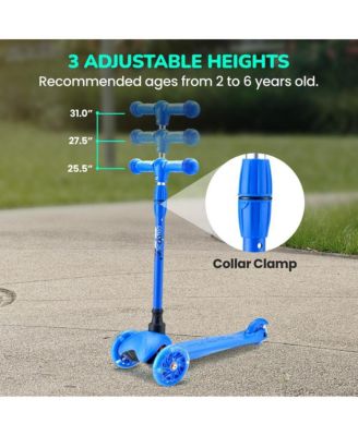 Lightweight and Adjustable Mini Kickboard  Scooter with LED Light Wheel for Kids (Blue)