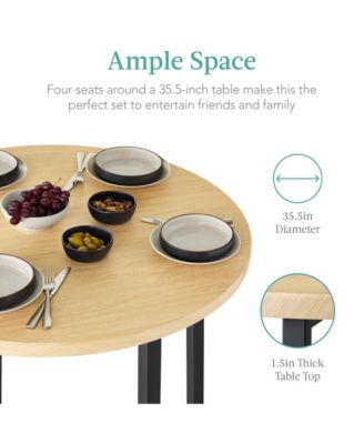 5-Piece Modern Round Counter Height Dining Set w/ 4 Chairs, 1.5in Thick Table