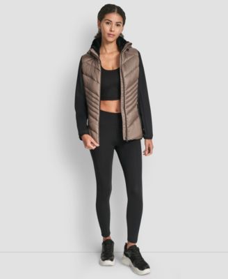 Women's Chevron Quilt Scuba Mix Collar Jacket