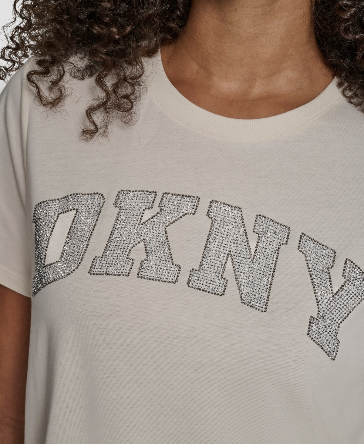 Dkny Women's Arched Exploded Rhinestone Crewneck T-Shirt