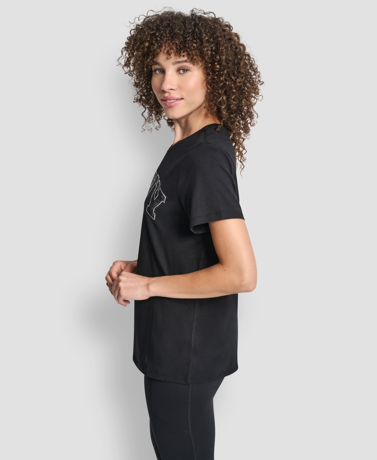 Dkny Women's Arched Exploded Rhinestone Crewneck T-Shirt