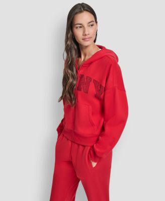 Women's Exploded Rhinestone Varsity Logo Full-Zip Hoodie