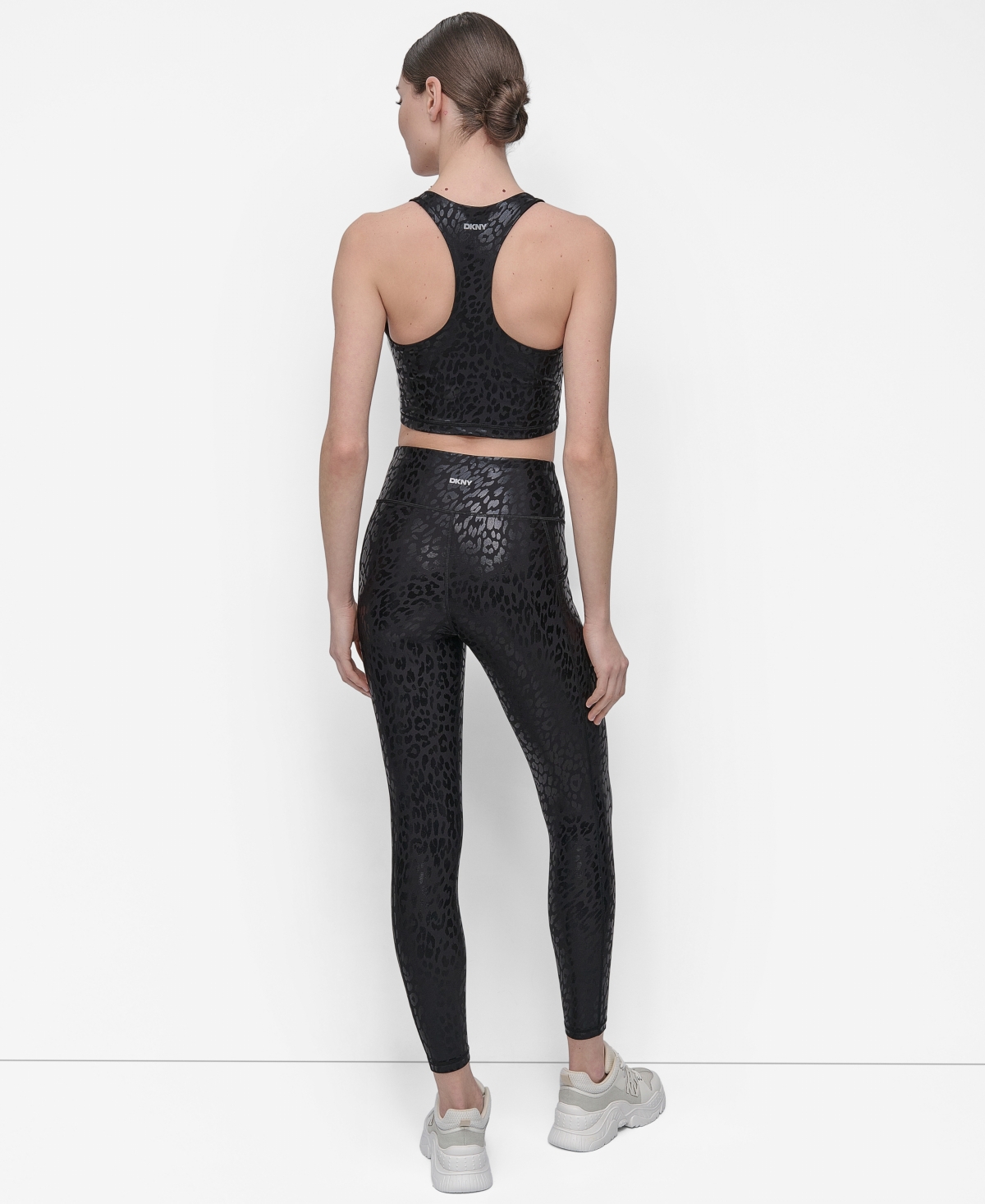 Dkny Sport Women's Printed High-waist 7/8 Tights In Black