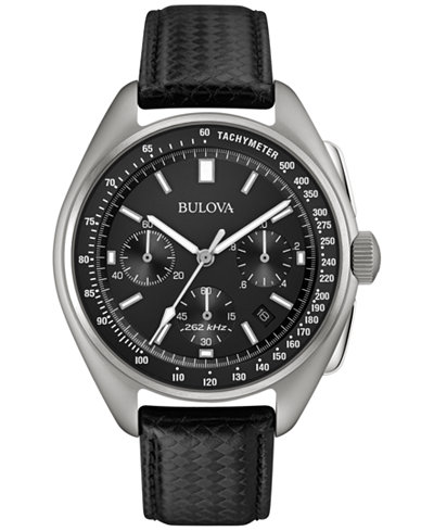 Bulova Men's Special Edition Moon Chronograph Black Leather Strap Watch & Nylon Strap 45mm 96B251
