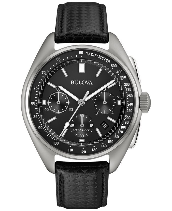 Bulova - Men's Special Edition Lunar Pilot Chronograph Black Leather Strap & Nylon Strap Watch 45mm 96B251