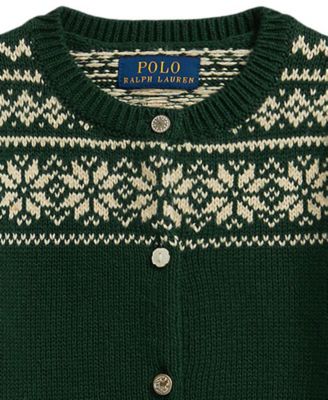 Girls' 2T-6X Reindeer Long-Sleeve Cardigan