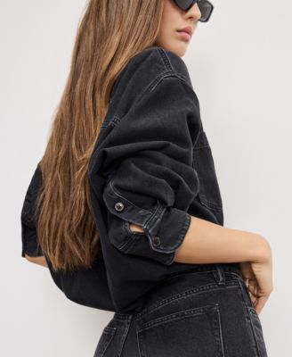 Women's Denim Long Sleeve Shirt Jumpsuit, Regular and Plus Size