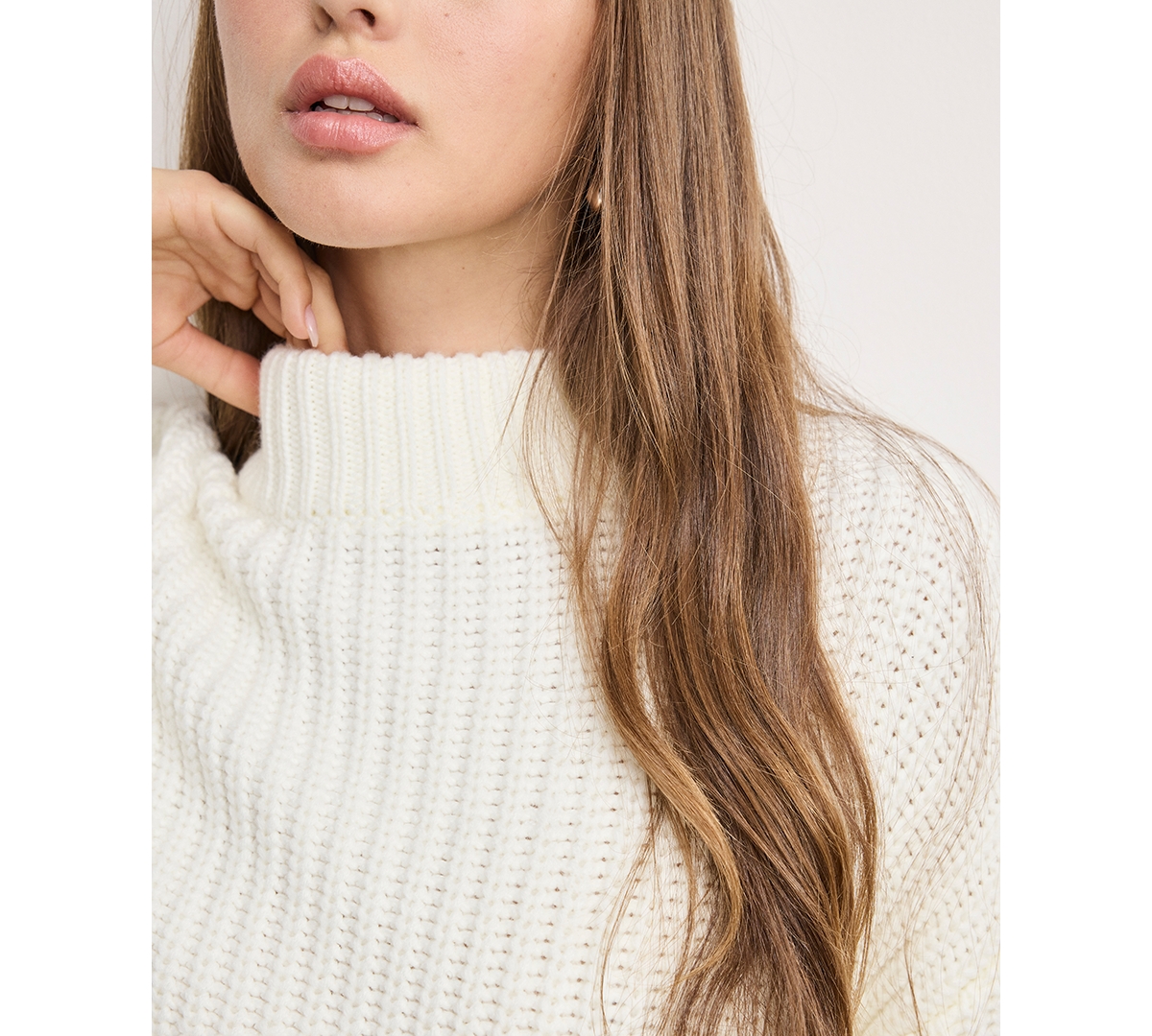 Good American Women's Chunky Knit Mock Neck Sweater