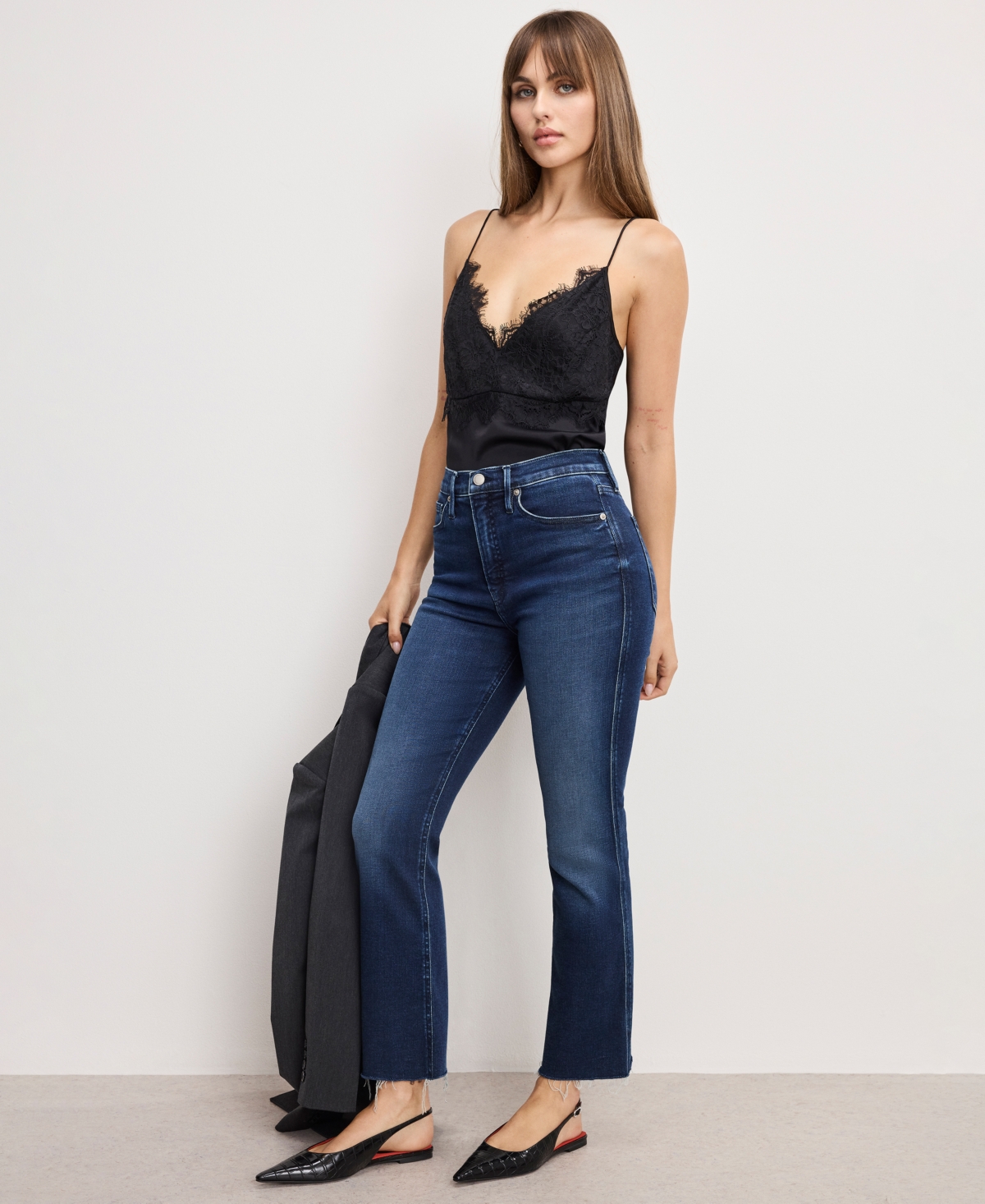 Good American Women's Soft Tech Standard Kick Flare Jeans In Blue