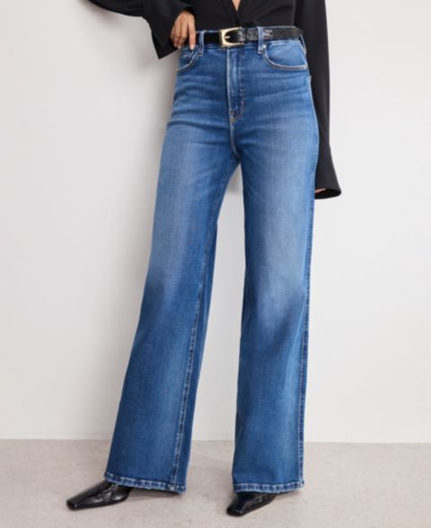 Женские джинсы Good American Soft Tech Good Skate Wide Leg Jeans, Regular & Plus Size, цвет: Индиго