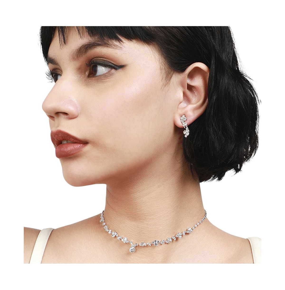 Sohi Opulent Stone Jewelry Suite In Silver