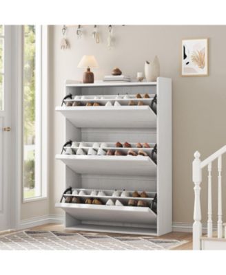 Shoe Cabinet with 3 Flip Drawers, Modern Shoe Rack Storage Organizer with 3-Tier Adjustable Shelves,Shoe Cabinet for Entryway, Living Room