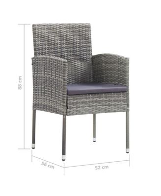 Patio Chairs with Dark Gray Cushions 2 pcs Gray Poly Rattan