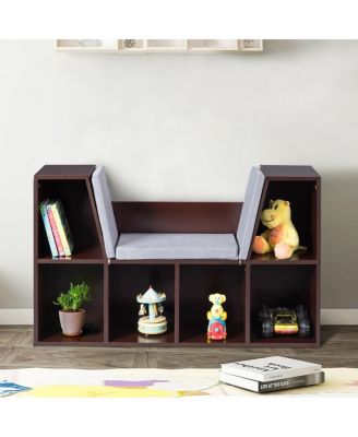 6 Cubby Kid Storage Cabinet Cushioned Bookcase Multi-Purpose Reading Shelf