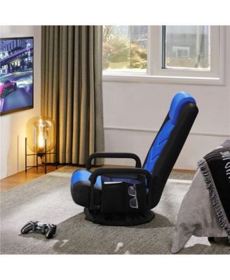 Reclining Swivel Floor Gaming Chair Black/ Red