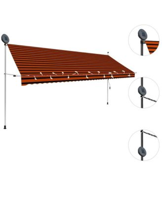 Retractable Awning Orange and Brown Polyester with PU coating, Steel