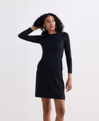 Women's Long Sleeves Fitted Short Dress in Black