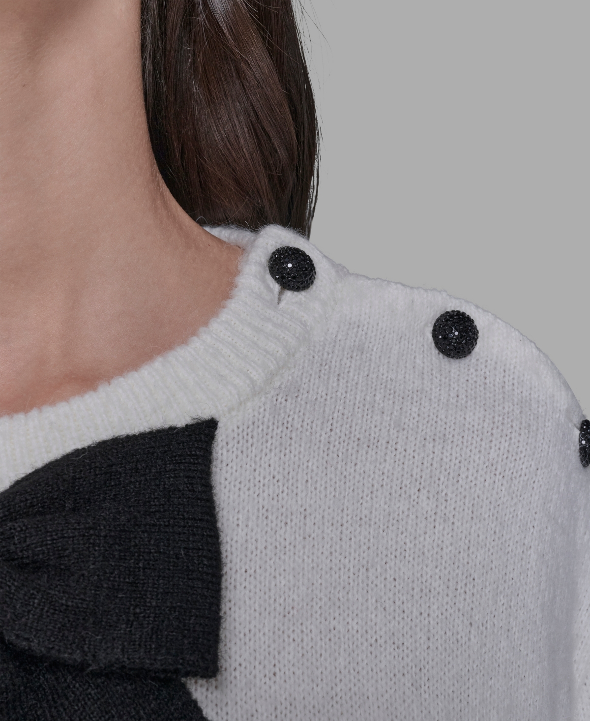 Karl Lagerfeld Paris Women's Big Bow Applique Long Sleeve Sweater