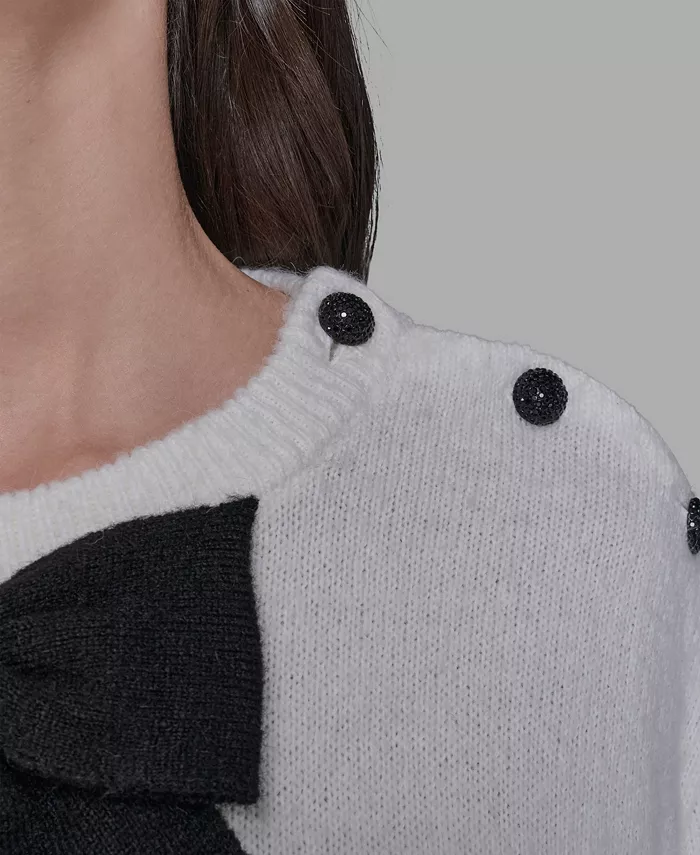 Women's Big Bow Applique Long Sleeve Sweater - thumbnail 4
