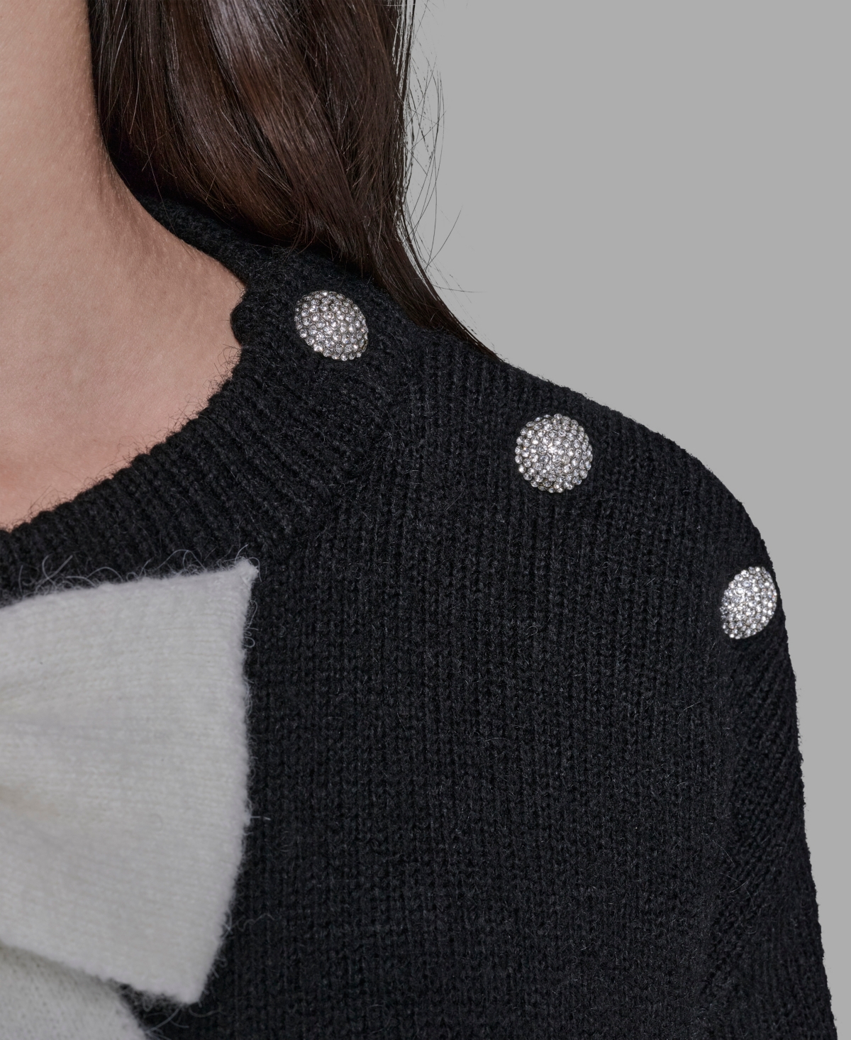 Karl Lagerfeld Paris Women's Big Bow Applique Long Sleeve Sweater