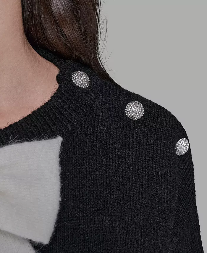 Women's Big Bow Applique Long Sleeve Sweater - thumbnail 9