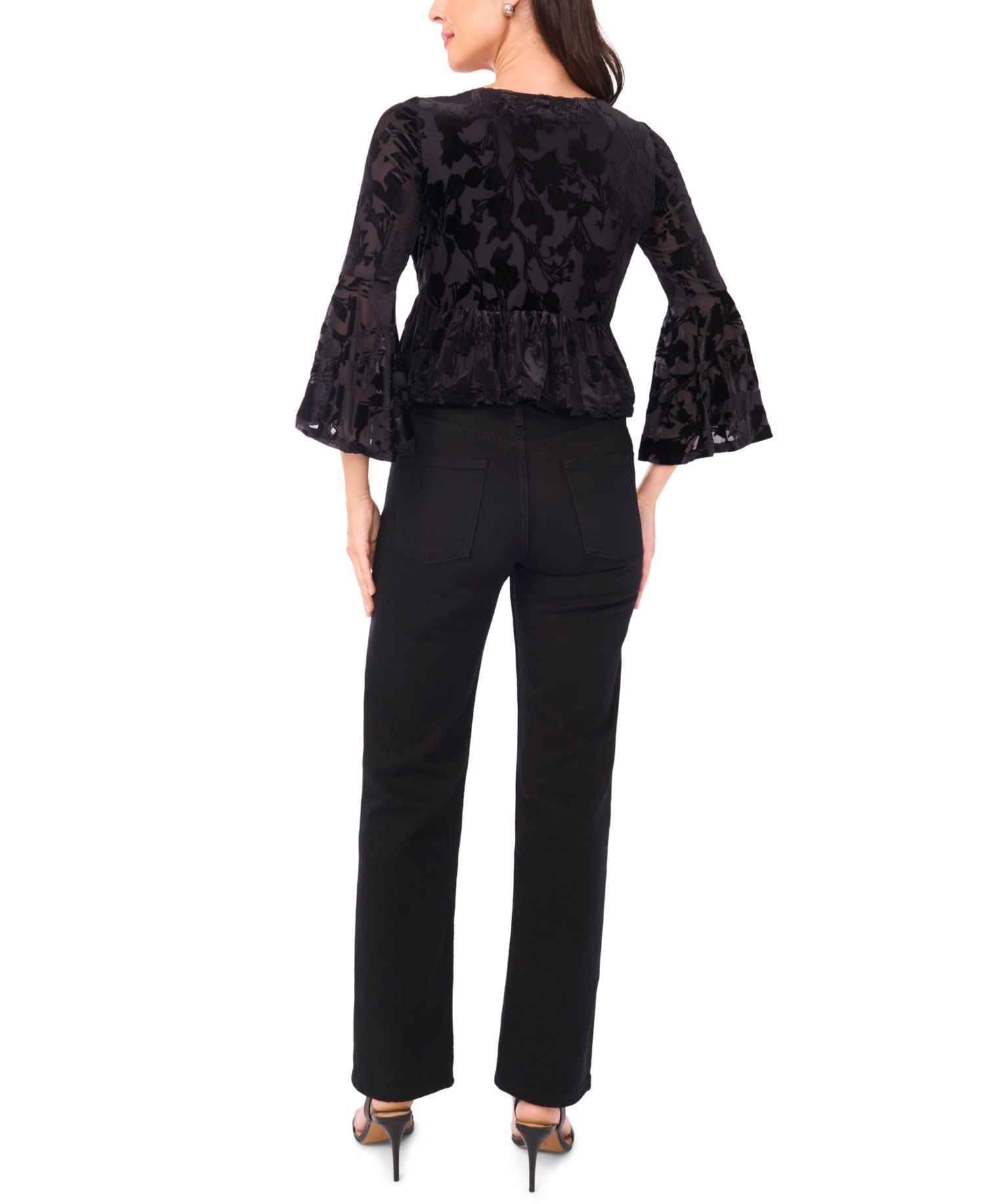 Petite Bell Sleeve Peplum Top