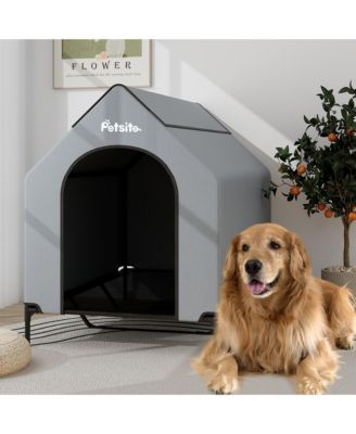 52'' Elevated Dog House for Small Breeds Large Pet House w/ Ventilated Windows