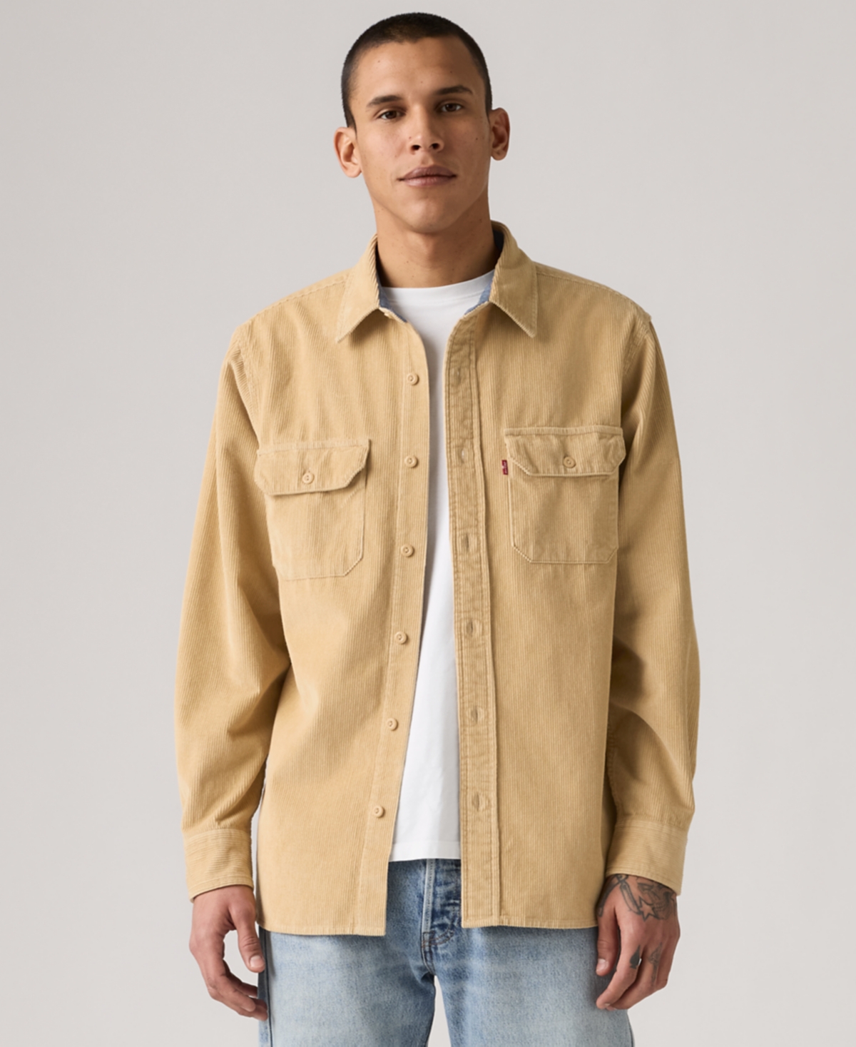 Levi's Men's Relaxed Fit Long Sleeve Button Front Worker Shirt In Neutral