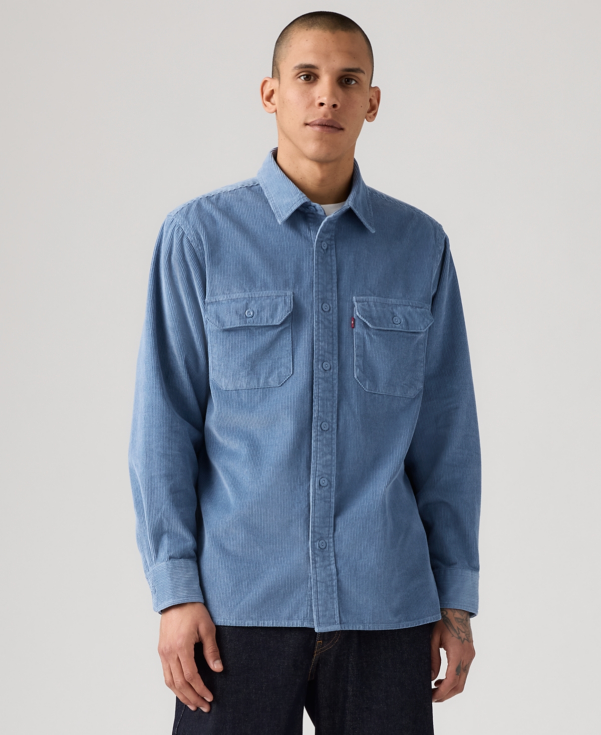 Levi's Men's Relaxed Fit Long Sleeve Button Front Worker Shirt In Blue