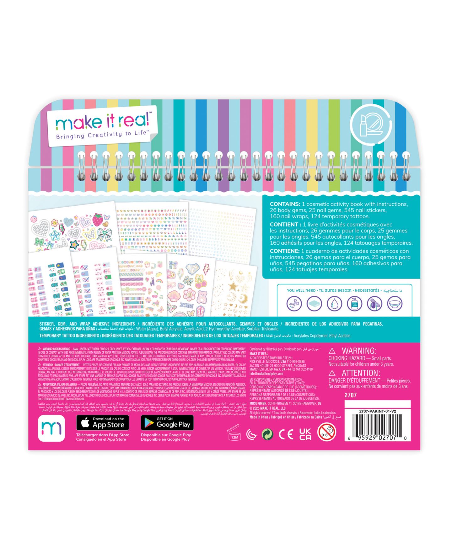 Детская игрушка Make It Real Bejeweled Temporary Tattoo Activity Book, Ages 8+, цвет: Разноцветный — фото 3