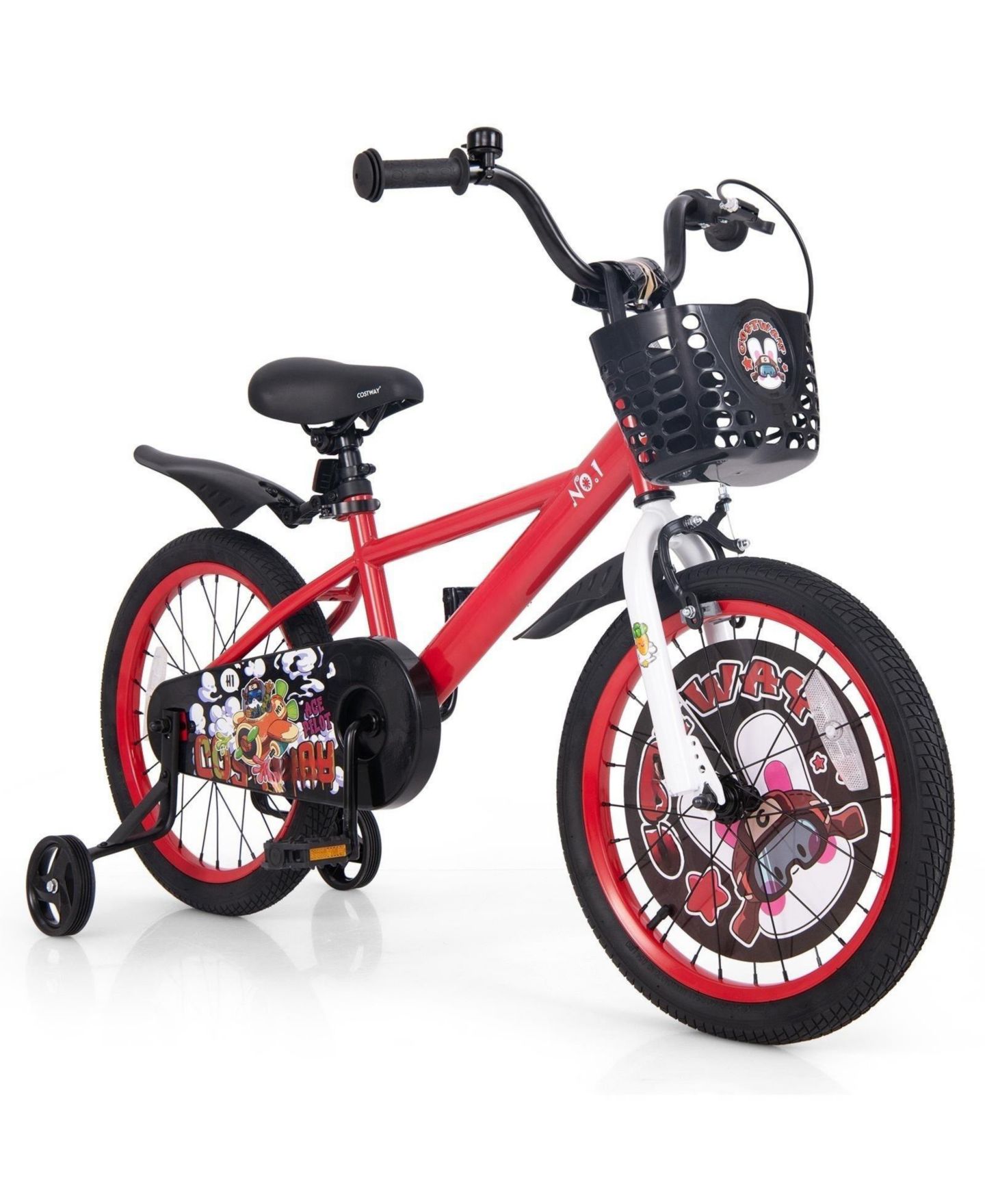 Детская игрушка HONGGE 18-Inch Adjustable Kids Bike with Dual Brake and Removable Storage Basket, Ages 4-8, цвет: Красный — фото 1