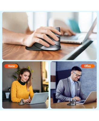 S22 Ergonomic Vertical Wireless Mouse with USB Dongle, 6 Buttons (DMERGS22-WB)