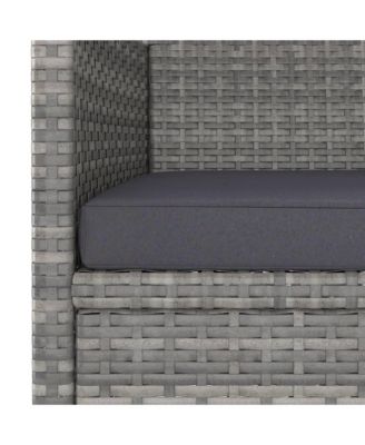 4 Piece Patio Chair and Stool Set Poly Rattan Gray