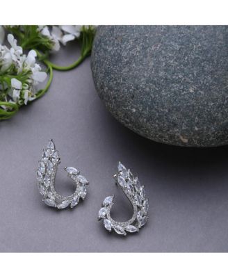 Women's Silver  Embellished Cluster Drop Earrings