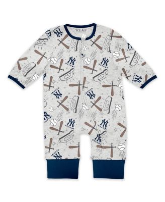 Baby Boys and Girls Heather Gray New York Yankees Sleep and Play Full-Zip Sleeper Bib Set