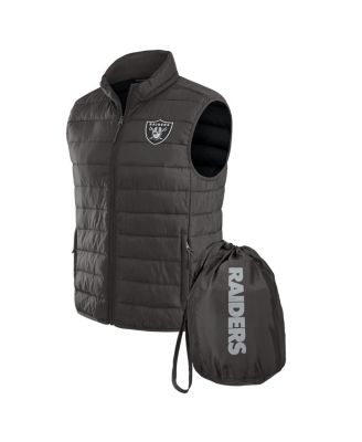 Fanatics - Men's Black Las Vegas Raiders Packable Full-Zip Vest with Travel Bag