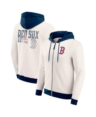 Fanatics - Men's Cream Boston Red Sox Polar Fleece Full-Zip Hoodie