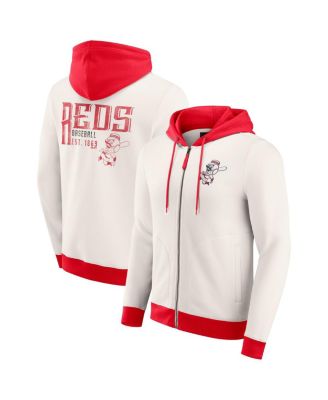 Fanatics - Men's Cream Cincinnati Reds Polar Fleece Full-Zip Hoodie