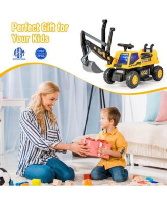Kids ASTM Certificated Powered Ride On Bulldozer with Front Digger Shovel-Yellow