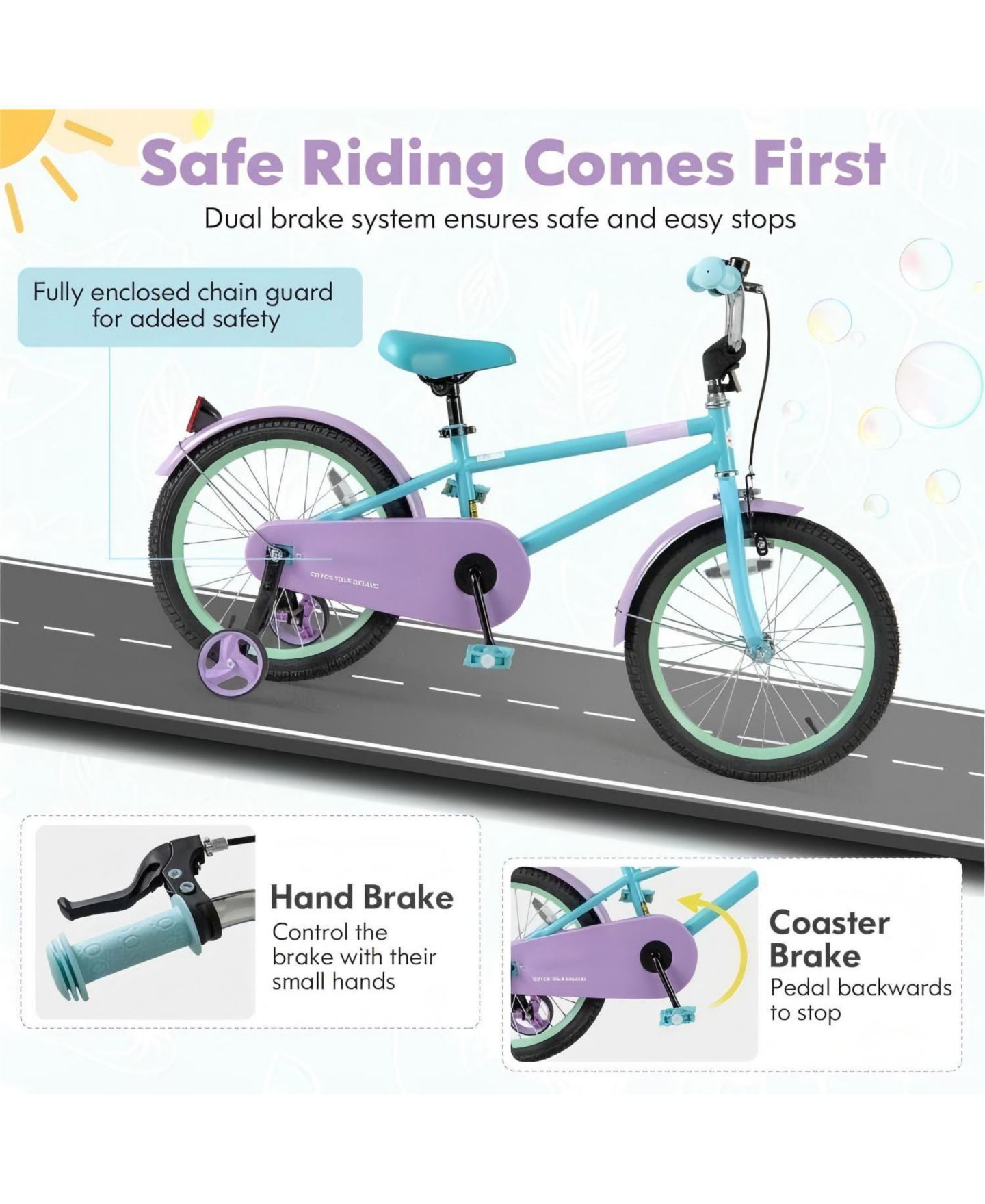 Детская игрушка HONGGE 18-Inch Steel Adjustable Dual-Brake Kids' Bike, Ages 3-10, цвет: Синий — фото 10