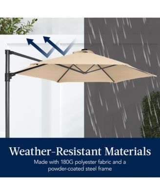 10ft 360degree(s) Rotating Cantilever Easy Auto Open Patio Umbrella w/ Solar LED Lights
