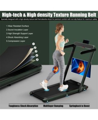 2.25HP 2 in 1 Folding Treadmill with APP Speaker Remote Control-Green