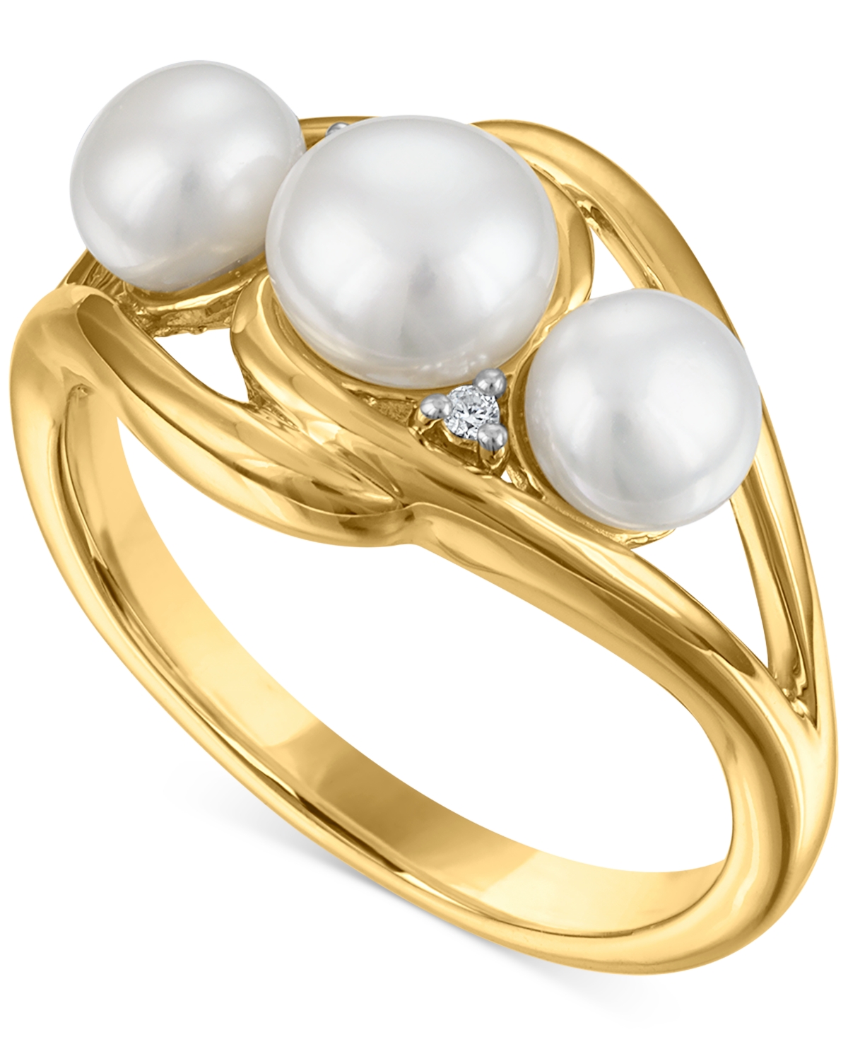 Macy's Cultured Freshwater Pearl And Cubic Zirconia Ring (2.77 Ct. T.w.) In 14k Gold Over Sterling Silver In Gold
