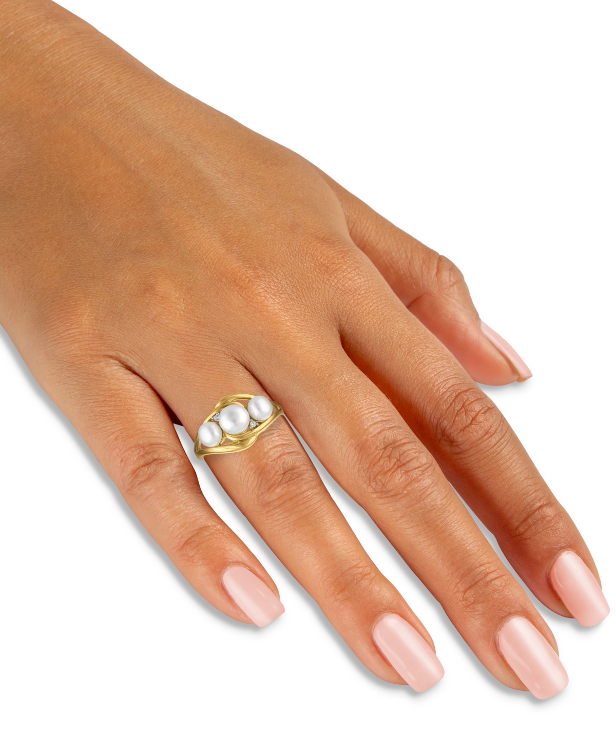 Macy's Cultured Freshwater Pearl and Cubic Zirconia Ring (2.77 ct. t.w.) in 14K Gold over Sterling Silver