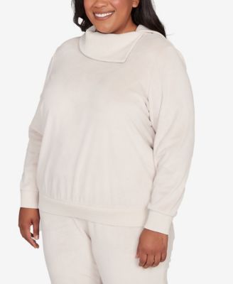 Plus Size Calm Luxe Solid Shimmer Detail Envelope Neck Top