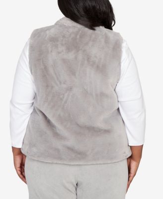 Plus Size Stockbridge Plush Zip Front Vest Jacket