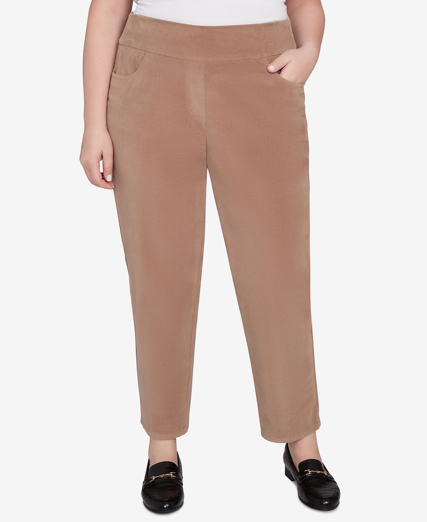 Plus Size Vienna Allure Fit Flat Front Corduroy Short Length Pant