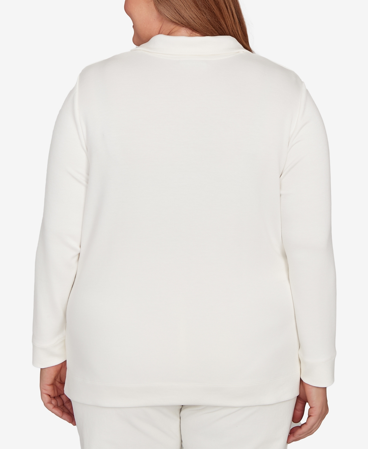Alfred Dunner Plus Size Vienna Metallic Studded Animal Pattern Knit Top In White